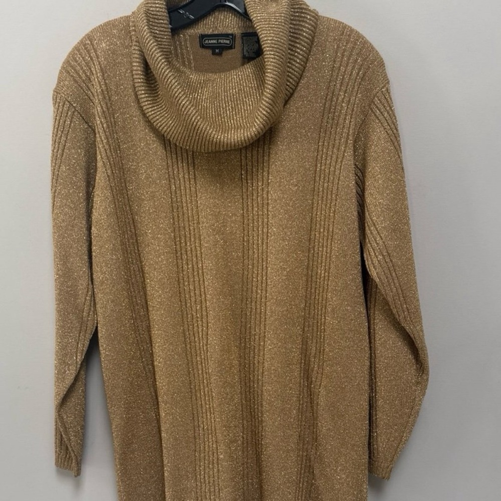 JEANNE PIERRE Women's Tan Cowl Neck Sweater
